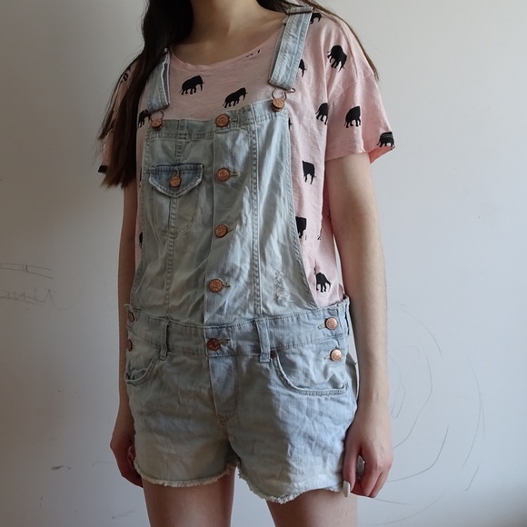 LIGHT DENIM SHORT OVERALLS - Picture 3 of 4